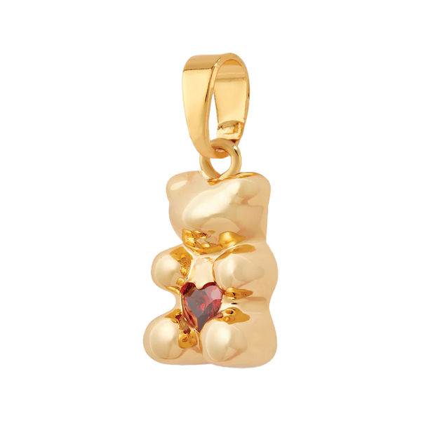 The Amore nostalgia bear pendant with classic connector in gold and red colour from the brand CRSYTAL HAZE