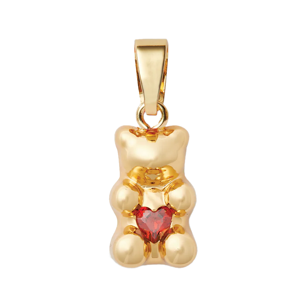 The Amore nostalgia bear pendant with classic connector in gold and red colour from the brand CRSYTAL HAZE