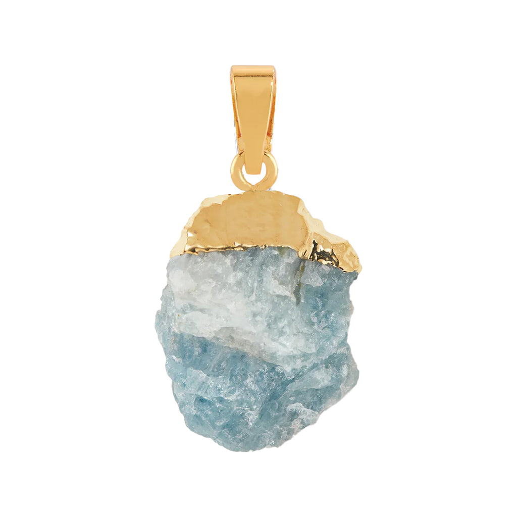 The Aquamarine pendant with classic connector in gold and blue colours from the brand CRYSTAL HAZE