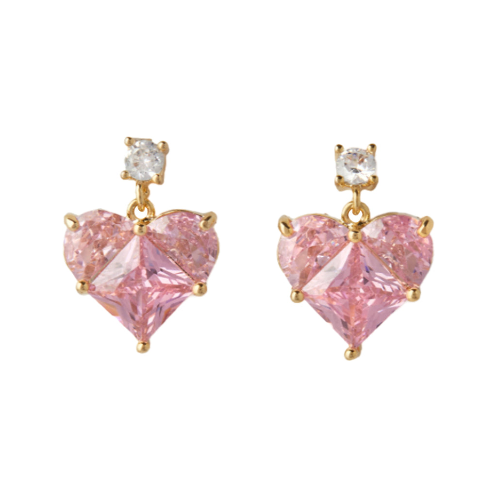 The Baby Love stud earrings in pink and gold colours from the brand CRYSTAL HAZE