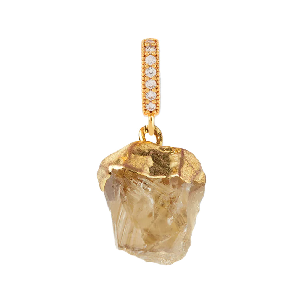 The Citrine pendant with pave connector in gold and clear colours from the brand CRYSTAL HAZE