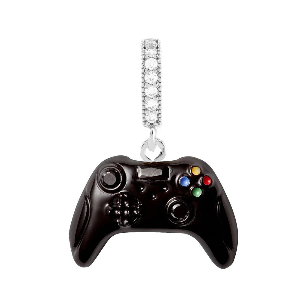 The gamer pendant with pave connector in silver and black colors from the brand CRYSTAL HAZE