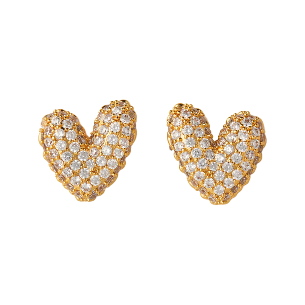 The Gummy Heart stud earrings in gold colour from the brand CRYSTAL HAZE