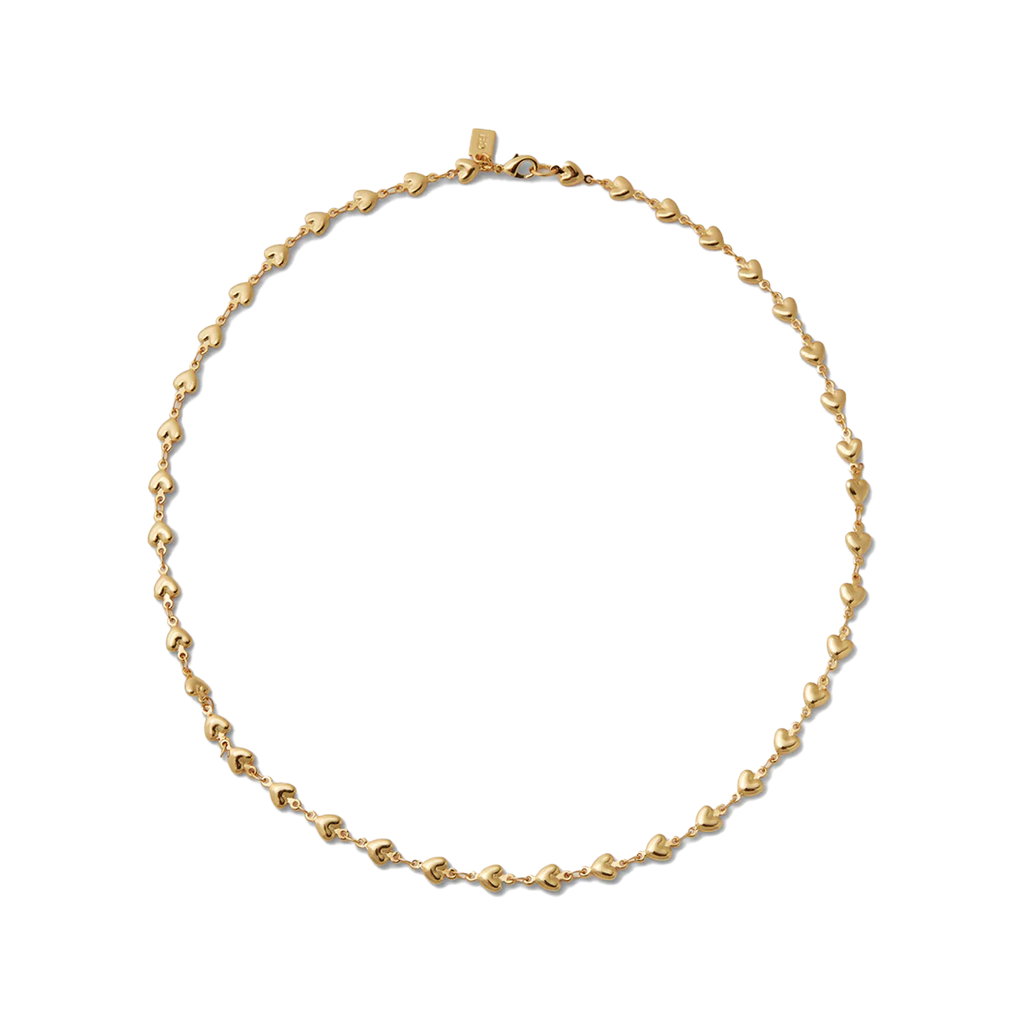 The Habibi heart embellished chain necklace in gold colour from the brand CRYSTAL HAZE