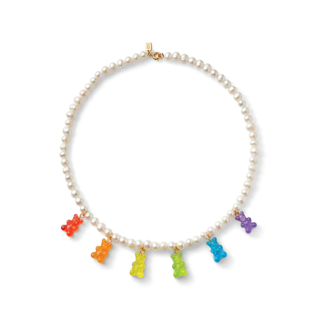 The Juanita bear pendant embellished necklace in multicolor colour from the brand CRYSTAL HAZE