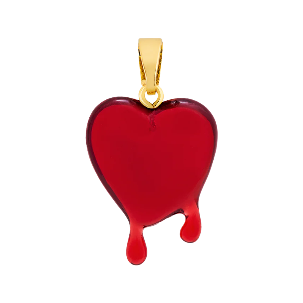 The melting heart pendant with classic connector in gold and red colour from the brand CRYSTAL HAZE