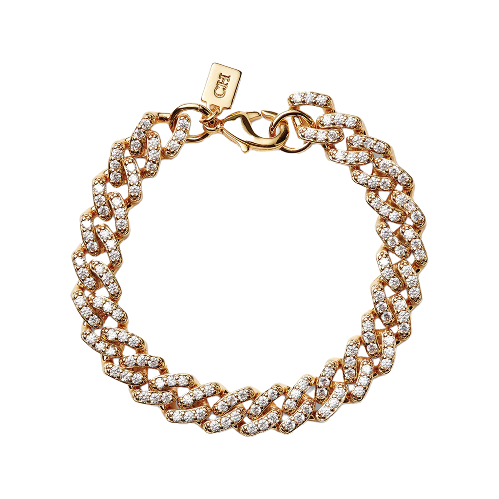 The Mexican chain crystal embellished bracelet in gold and clear colour from the brand CRYSTAL HAZE