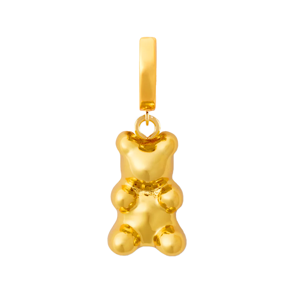 The mini nostalgia bear hoop earrings in gold colour from the brand CRYSTAL HAZE