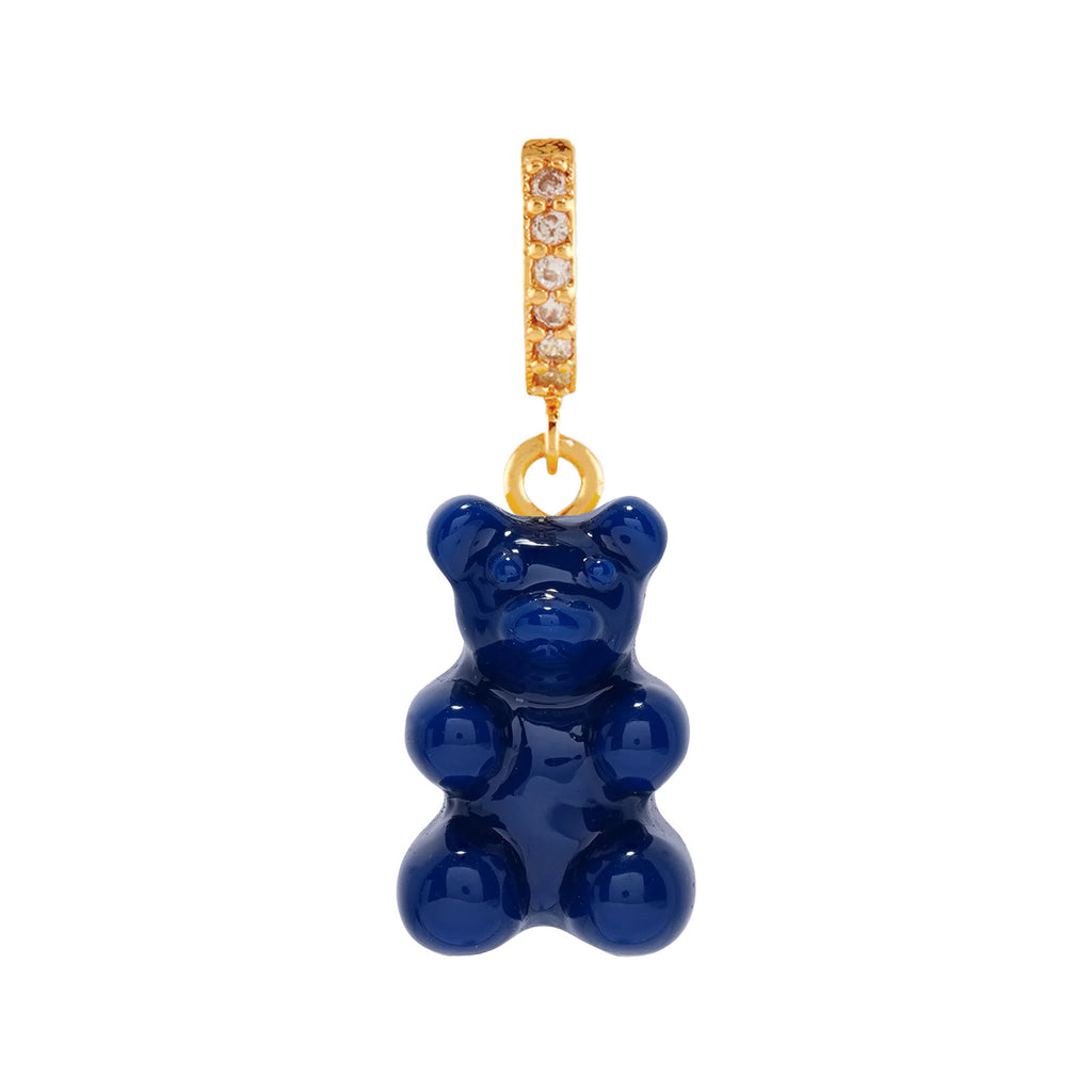 The Nostalgia Bear hoop single earring in gold and sapphire colours from the brand CRYSTAL HAZE