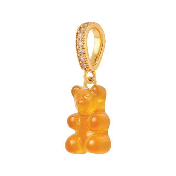 The nostalgia bear pendant with pave connector in fanta and gold colors from the brand CRYSTAL HAZE