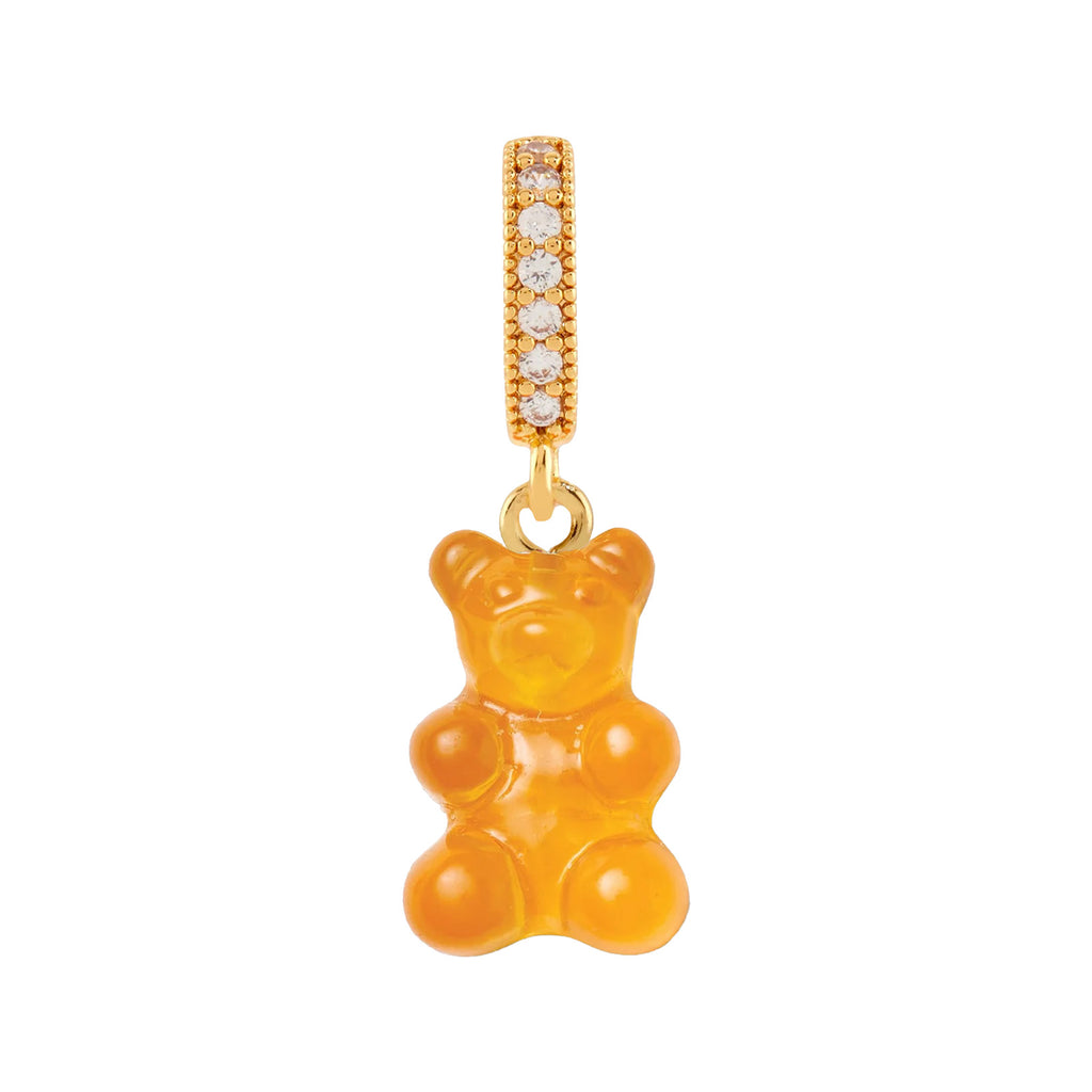 The nostalgia bear pendant with pave connector in fanta and gold colors from the brand CRYSTAL HAZE