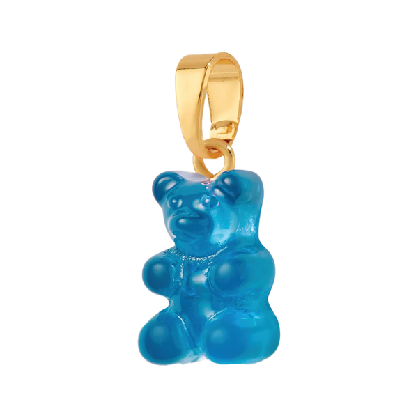 The nostalgia bear pendant with classic connector in gold and azure colour from the brand CRYSTAL HAZE