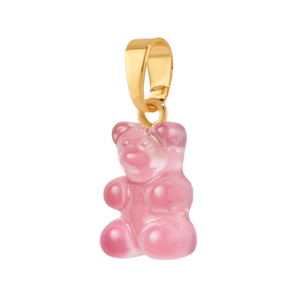 The nostalgia bear pendant with classic connector in gold and bubblegum pink from the brand CRYSTAL HAZE