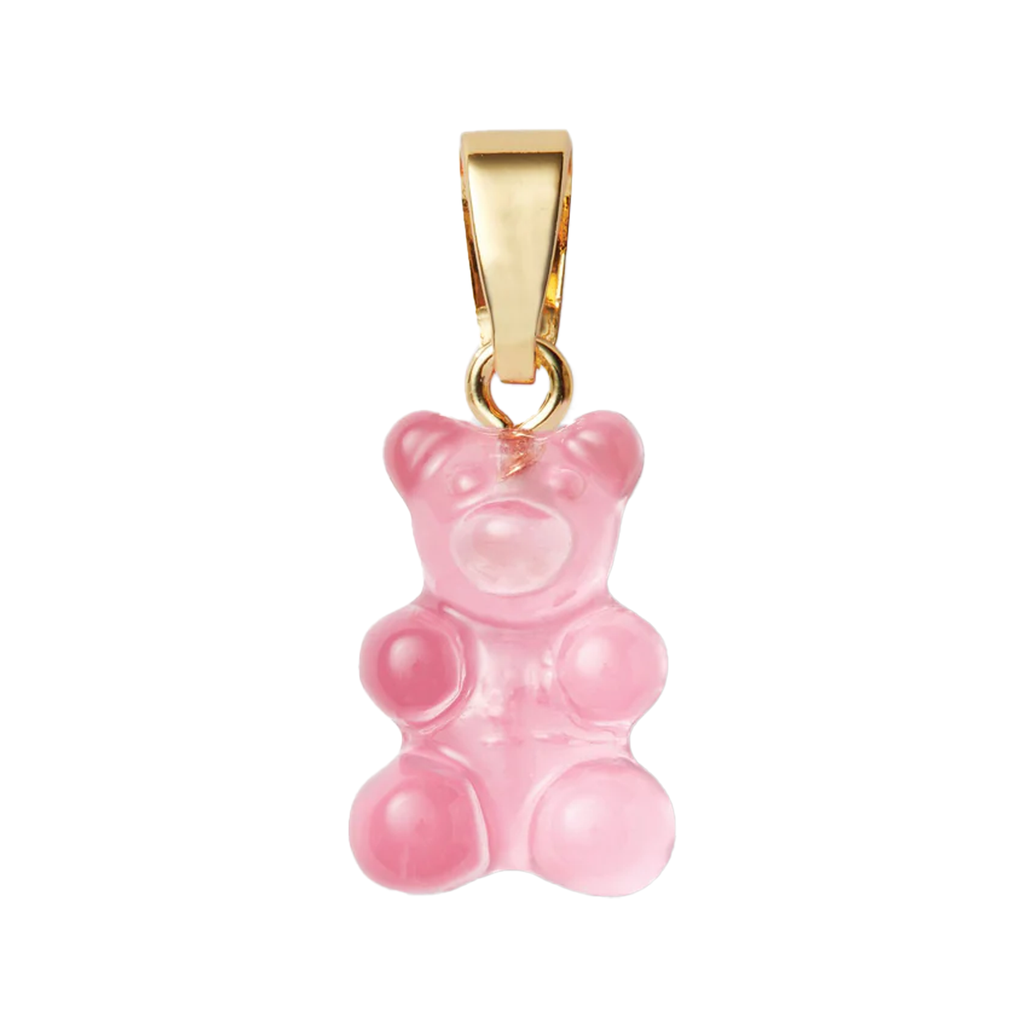 The nostalgia bear pendant with classic connector in gold and bubblegum pink from the brand CRYSTAL HAZE