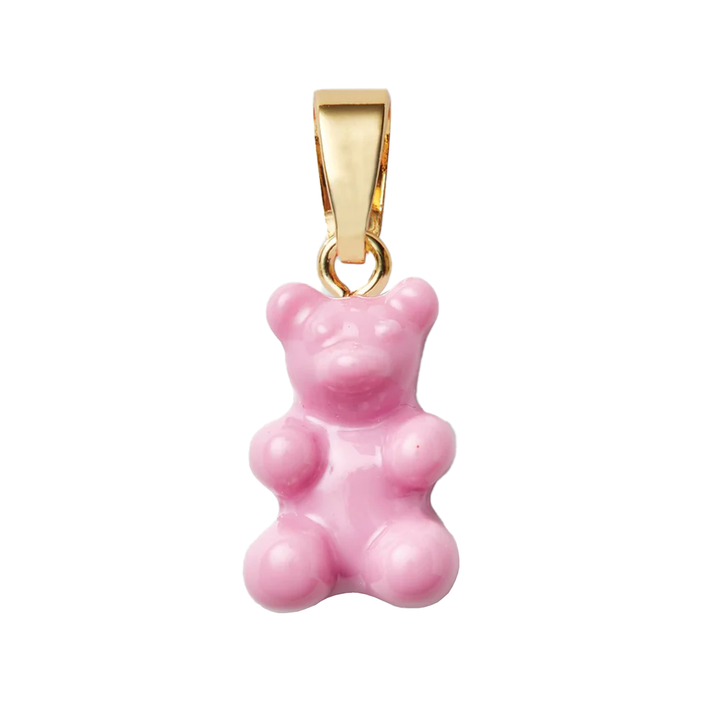 The nostalgia bear pendant with classic connector in gold and candy pink colour from the brand CRYSTAL HAZE