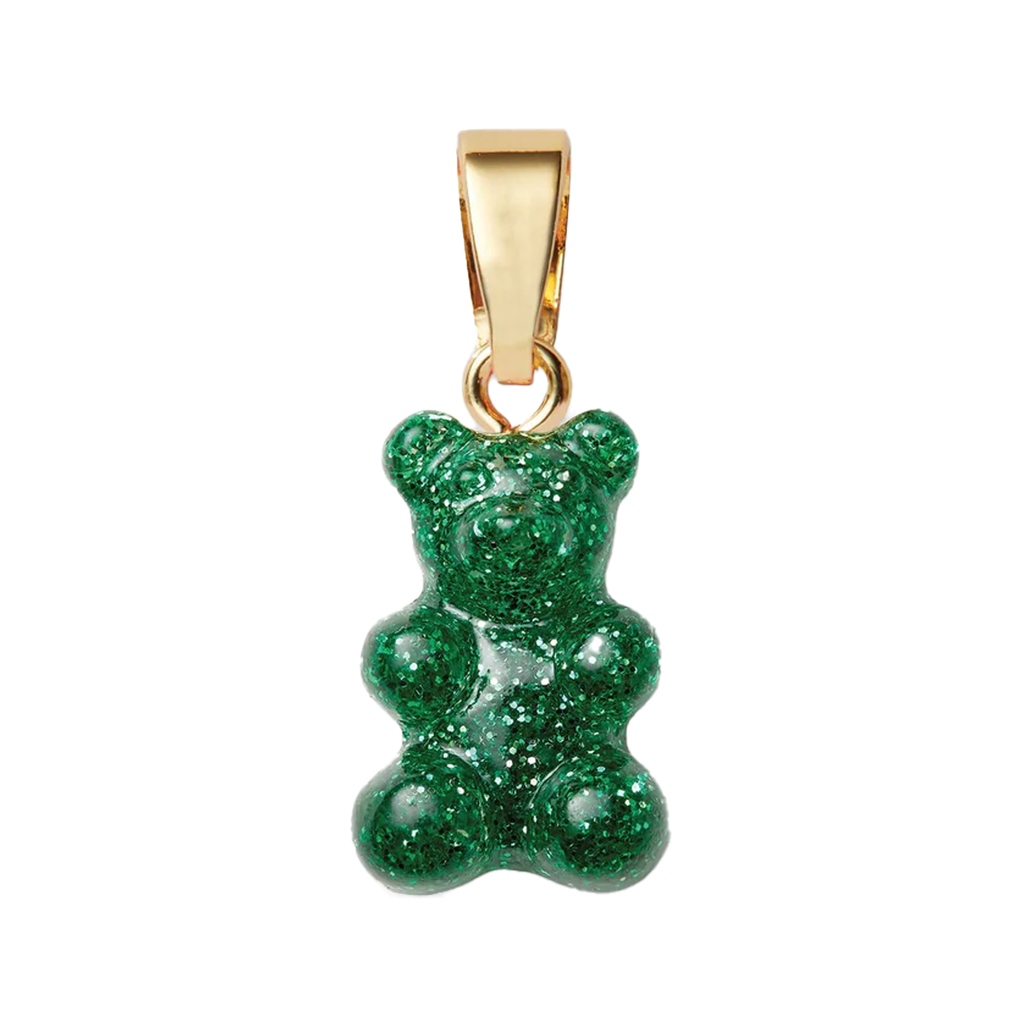 The nostalgia bear pendant with classic connector in gold and green haze colour from the brand CRYSTAL HAZE