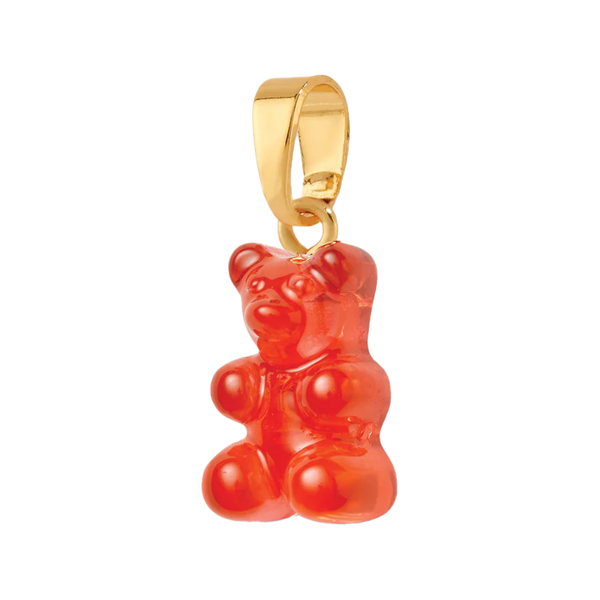 The nostalgia bear pendant with classic connector in gold and jelly red colour from the brand CRYSTAL HAZE