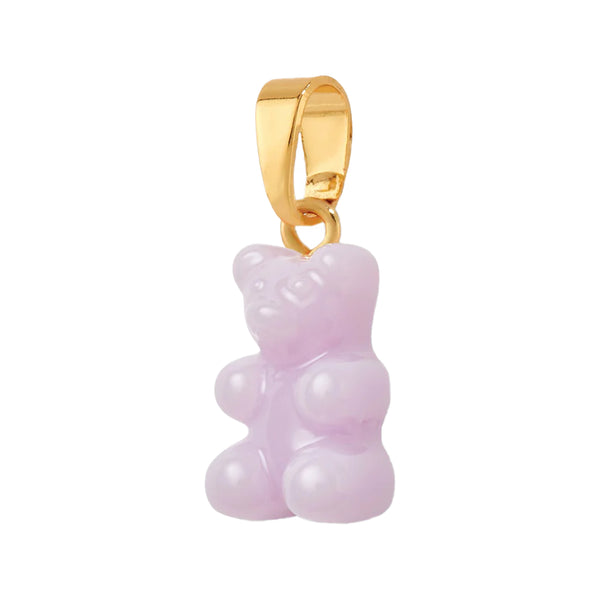 The nostalgia bear pendant with classic connector in gold and lavender colour from the brand CRYSTAL HAZE