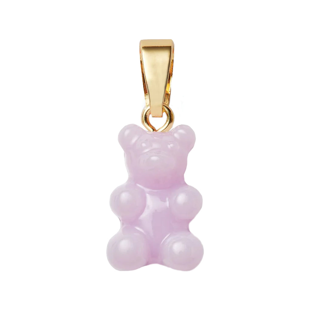 The nostalgia bear pendant with classic connector in gold and lavender colour from the brand CRYSTAL HAZE