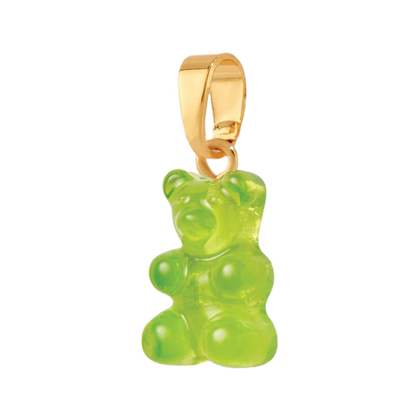 The nostalgia bear with classic connector in gold and lime colour from the brand CRYSTAL HAZE