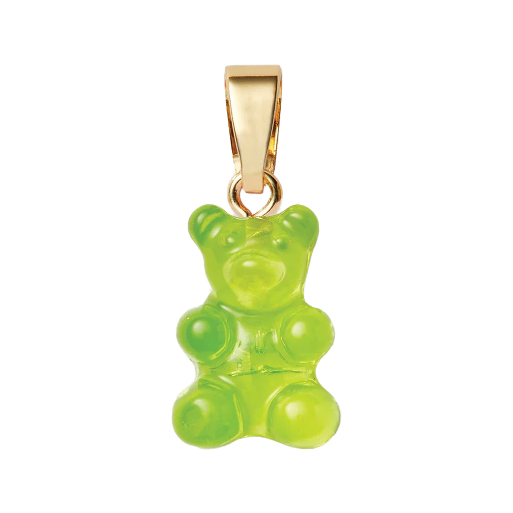 The nostalgia bear with classic connector in gold and lime colour from the brand CRYSTAL HAZE