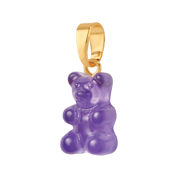 The nostalgia bear pendant with classic connector in gold and plum colour from the brand CRYSTAL HAZE