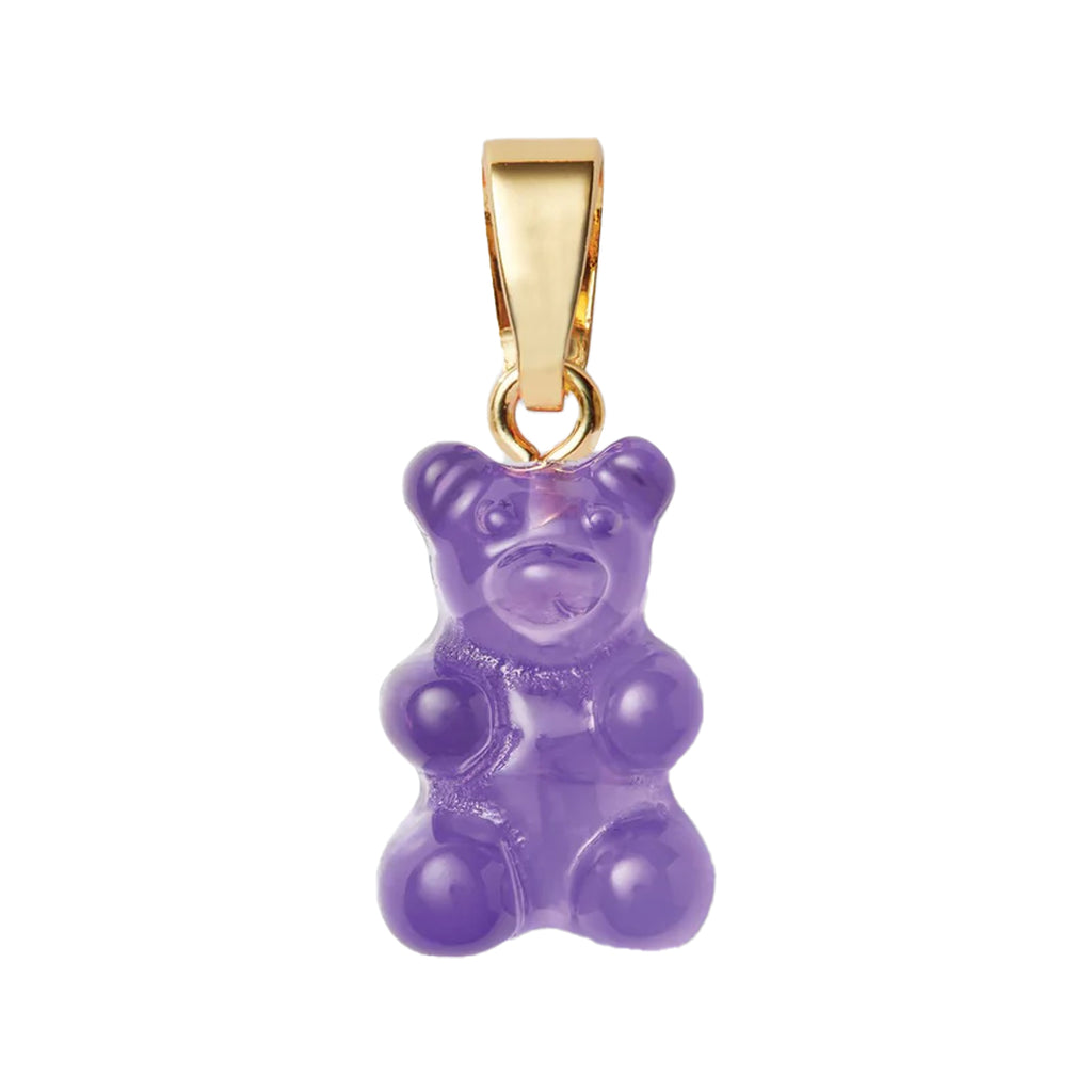 The nostalgia bear pendant with classic connector in gold and plum colour from the brand CRYSTAL HAZE