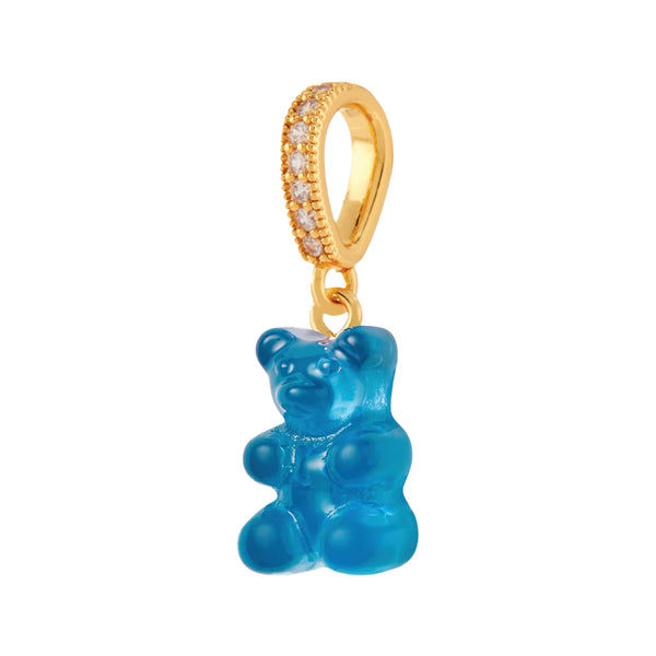 The nostalgia bear pendant with pave connector in gold and azure colour from the brand CRYSTAL HAZE