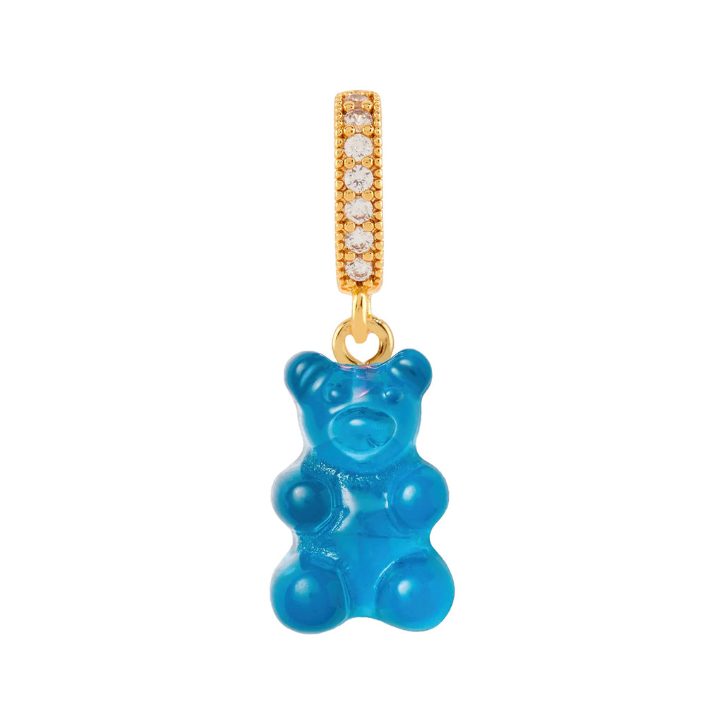 The nostalgia bear pendant with pave connector in gold and azure colour from the brand CRYSTAL HAZE