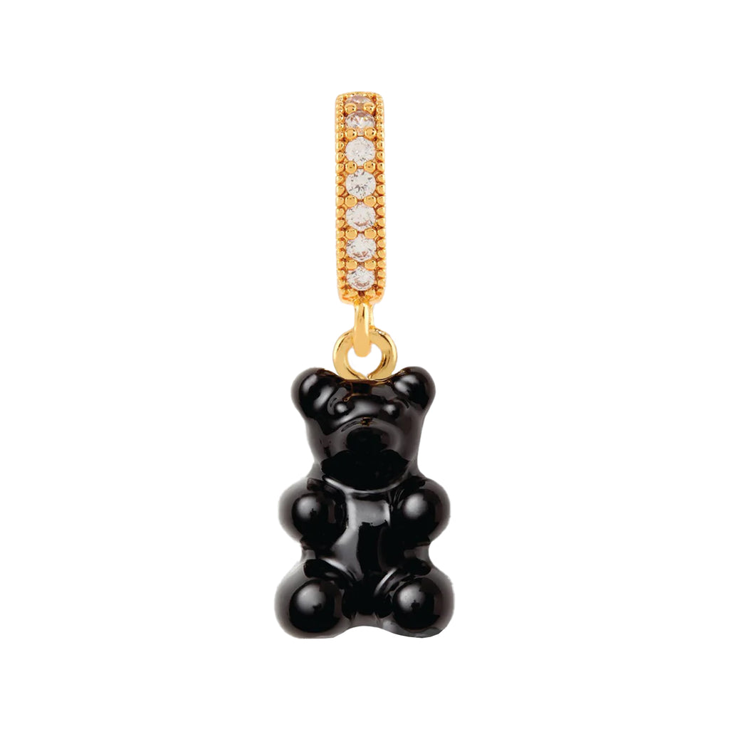 The nostalgia bear pendant with pave connector in gold and black colour from the brand CRYSTAL HAZE