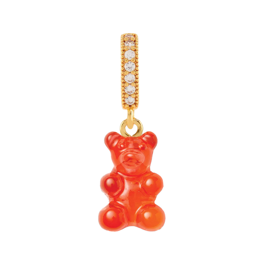 The nostalgia bear pendant with pave connector in gold and jelly red from the brand CRYSTAL HAZE