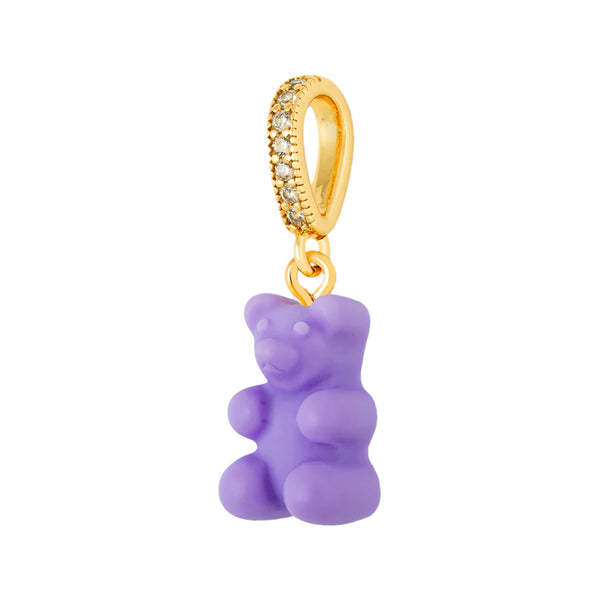 The nostalgia bear pendant with pave connector in gold and pinot noir colours from the brand CRYSTAL HAZE