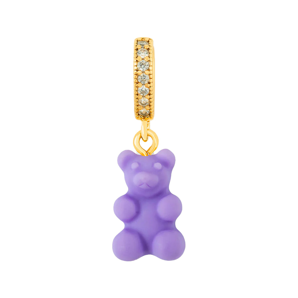 The nostalgia bear pendant with pave connector in gold and pinot noir colours from the brand CRYSTAL HAZE