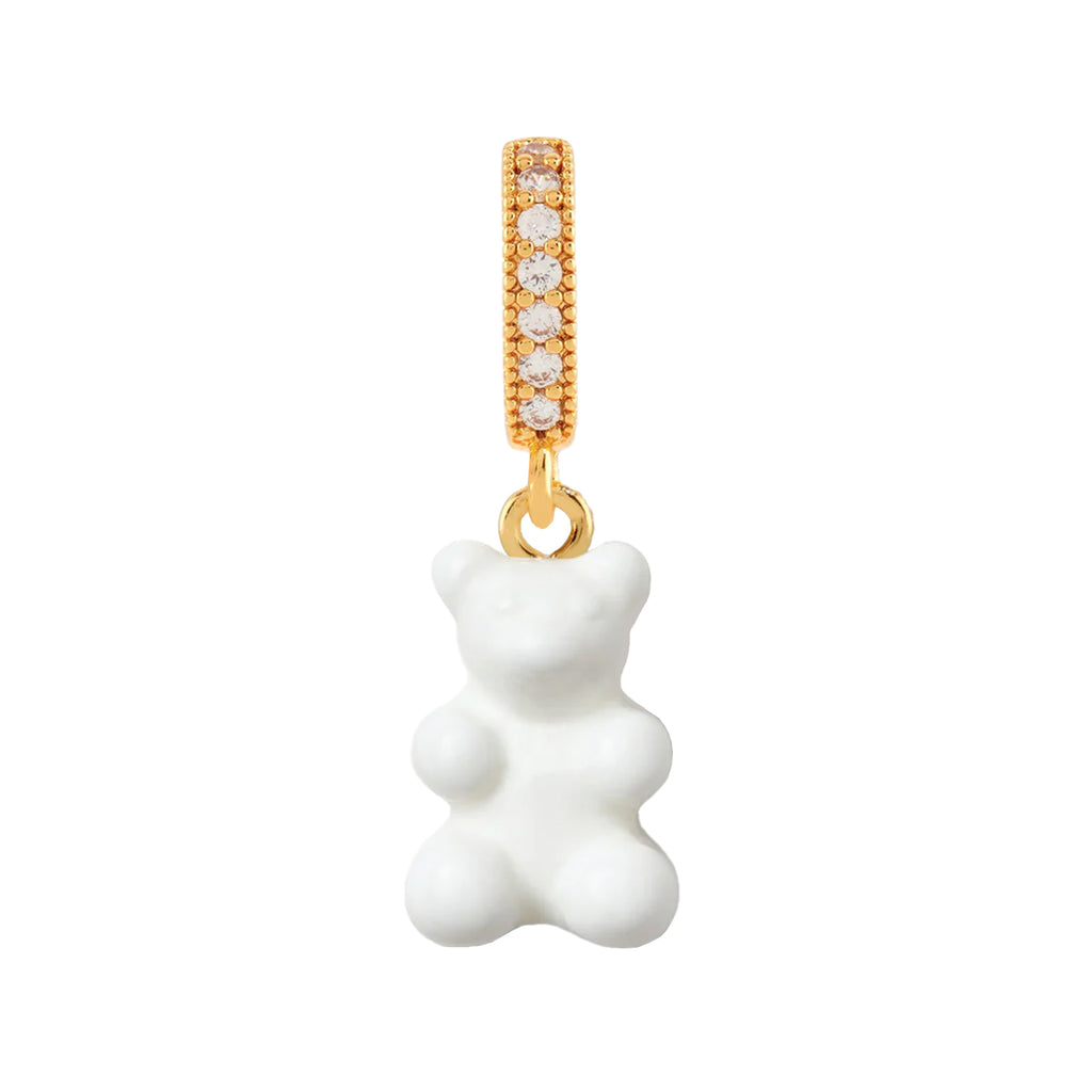 The nostalgia bear pendant with pave connector in gold and powder colour from the brand CRYSTAL HAZE