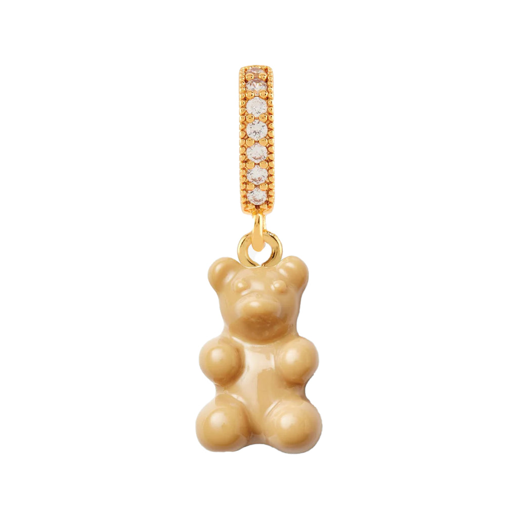 The nostalgia bear pendant with pave connector in gold and salt caramel colour from the brand CRYSTAL HAZE