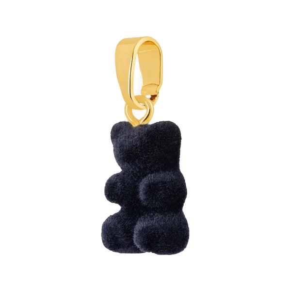 The velvet nostalgia bear pendant with classic connector in gold and black colour from the brand CRYSTAL HAZE