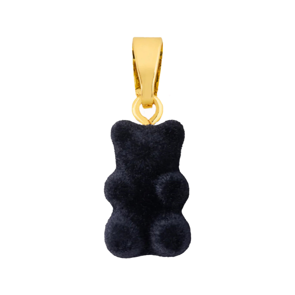 The velvet nostalgia bear pendant with classic connector in gold and black colour from the brand CRYSTAL HAZE