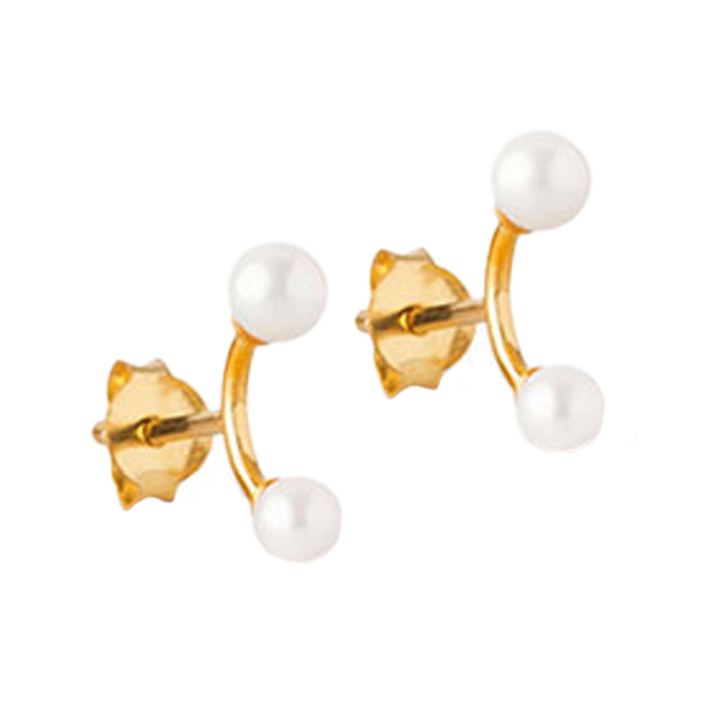 The 2 pearls stud earrings in gold and pearl colour from the brand ENAMEL COPENHAGEN