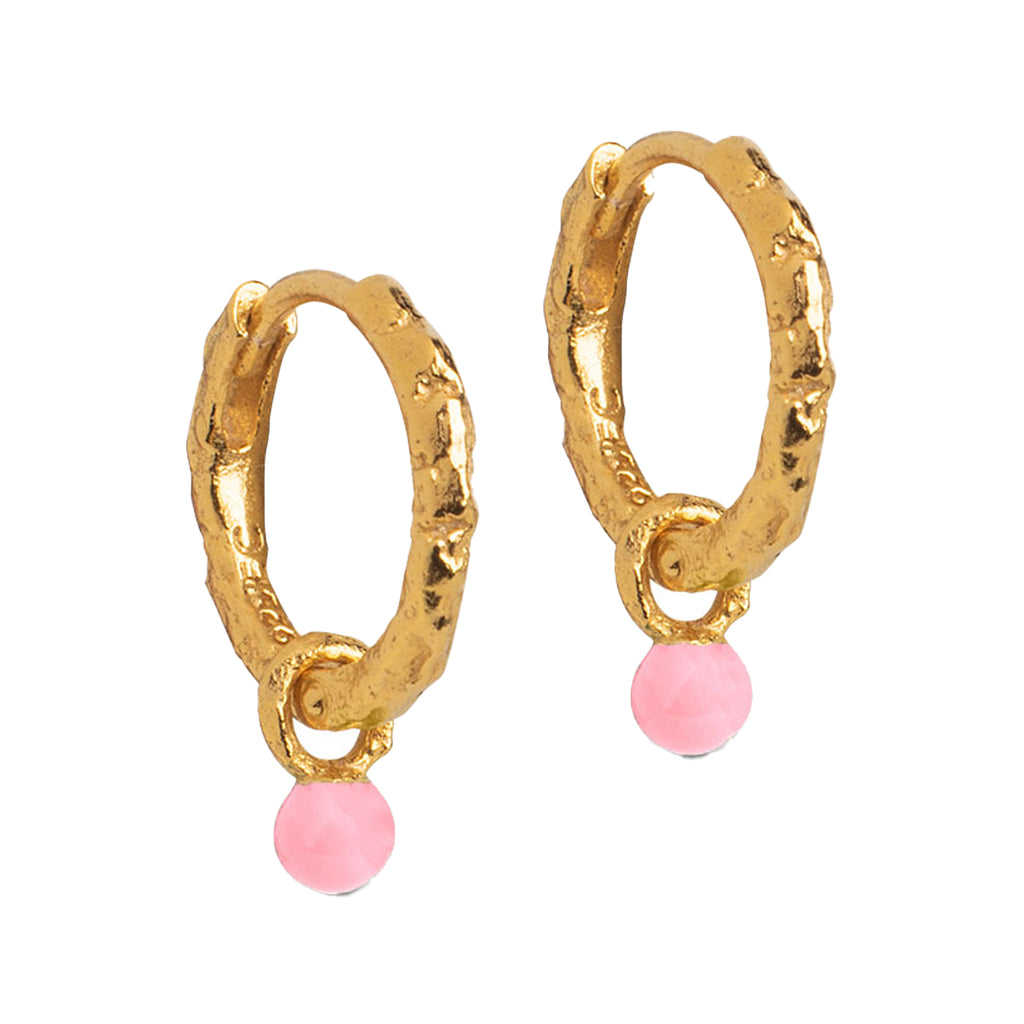 The Belle hoop earrings in gold and light-pink colour from the brand ENAMEL COPENHAGEN