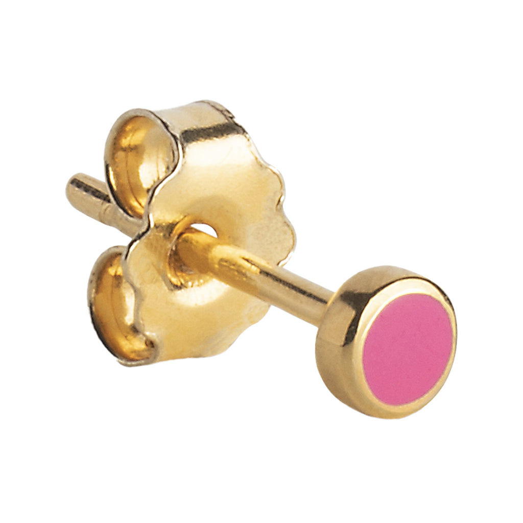 The dot stud single earring in gold and pink colour from the brand ENAMEL COPENHAGEN