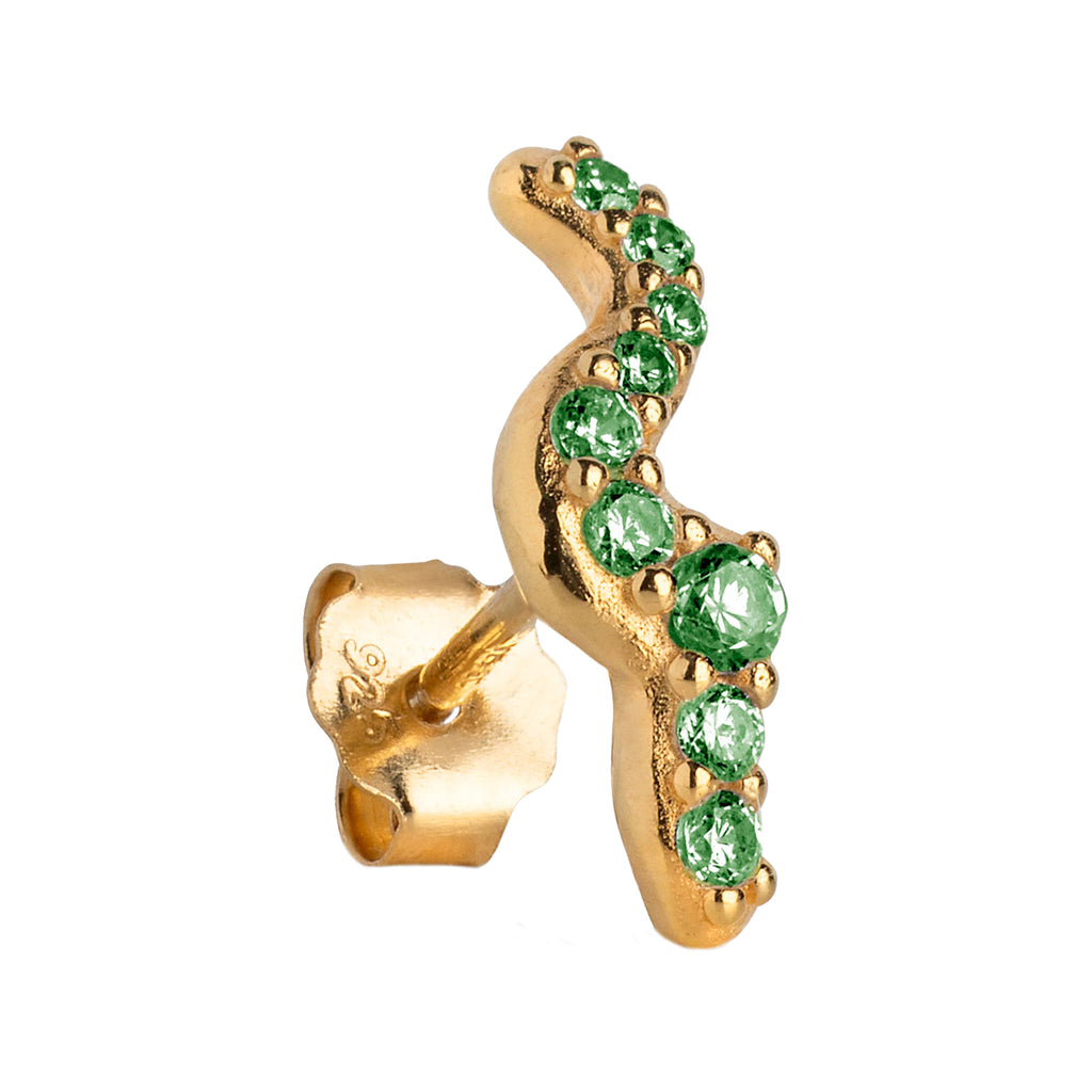 The Lydia stud single earring in gold and green colour from the brand ENAMEL COPENHAGEN