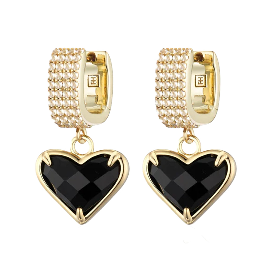 The Cindy heart earrings in gold and black colour from the brand F+H