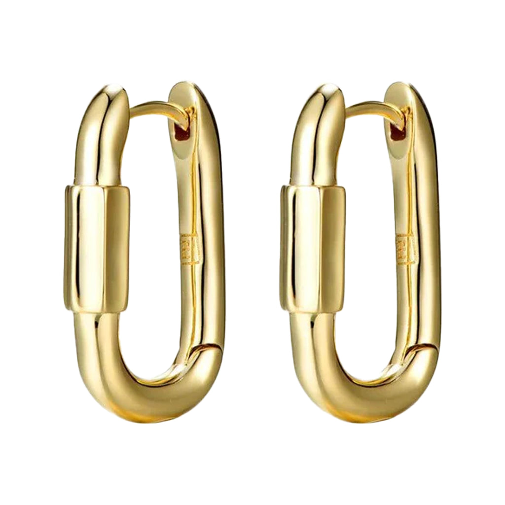 The disengage hoop earrings in gold colour from the brand F+H