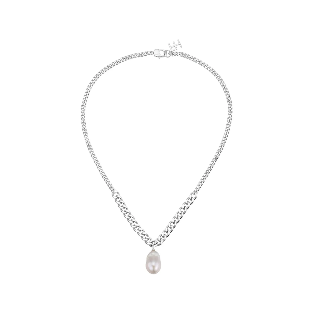 The Fierce pendant necklace in silver and pearl colours from the brand F+H JEWELLERY