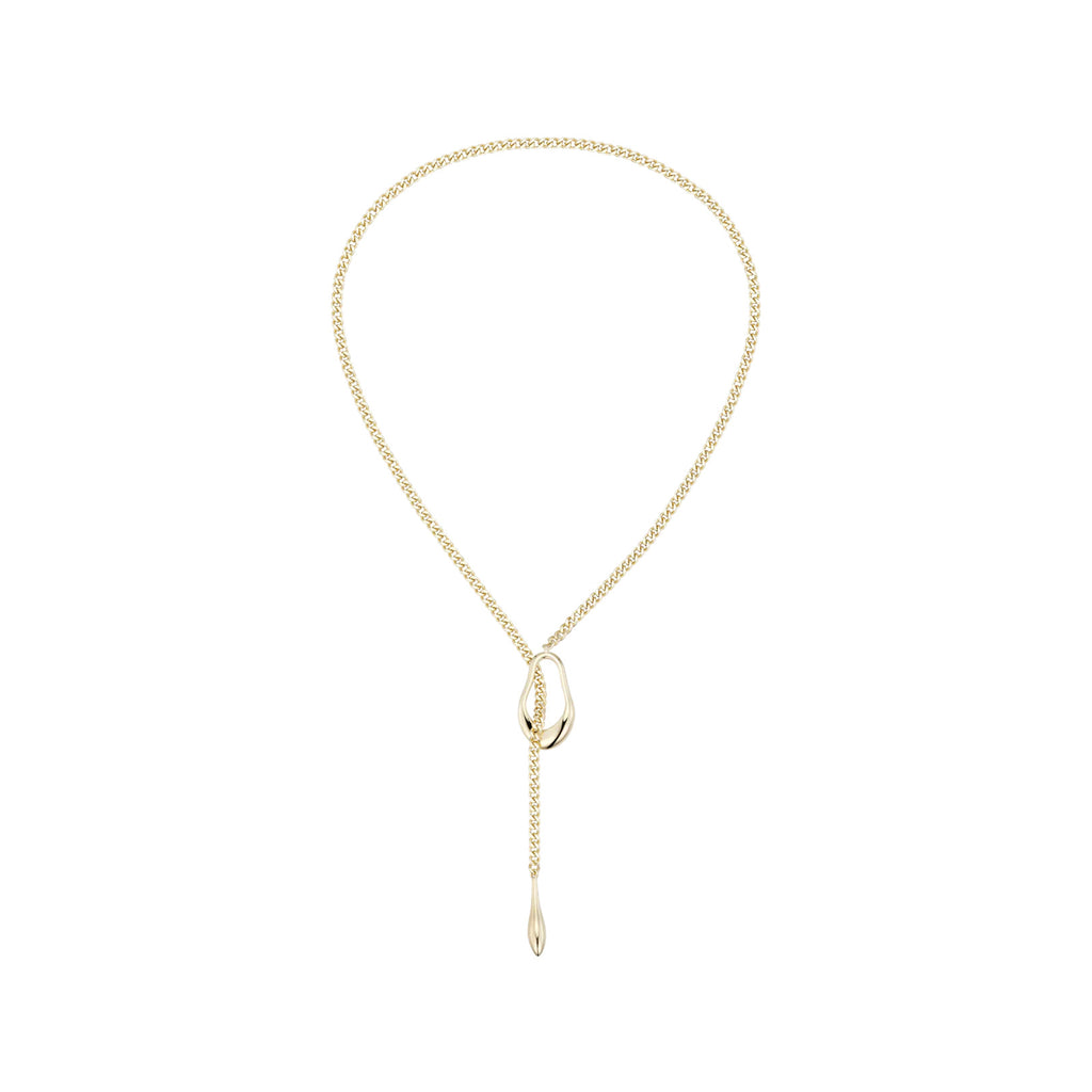 The Lariat Drop necklace in gold colour from the brand F+H JEWELLERY