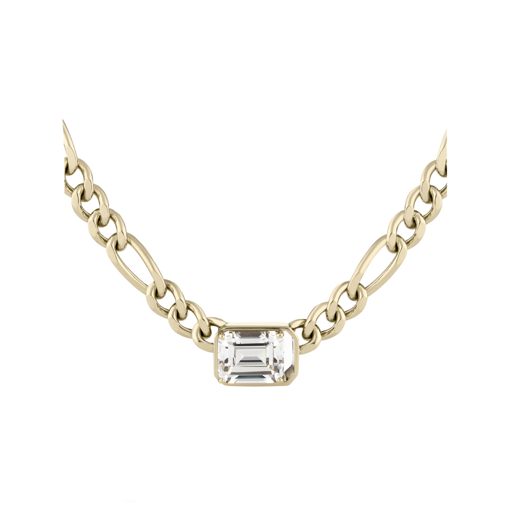 The Etta necklace in gold and clear colours from the brand HEAVENLY LONDON