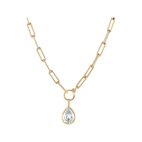 The plain chain & drop pendant in gold and clear colours from the brand HEAVENLY LONDON