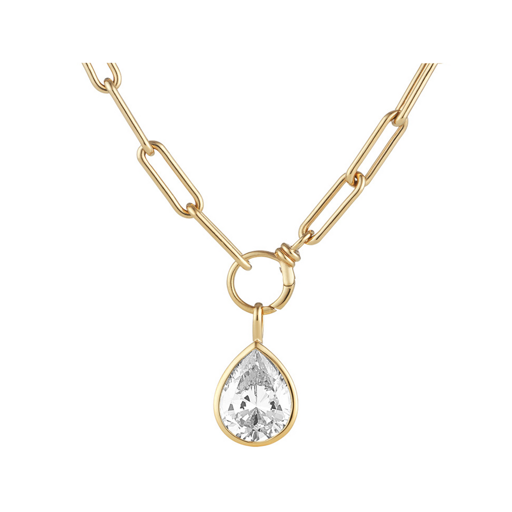 The plain chain & drop pendant in gold and clear colours from the brand HEAVENLY LONDON