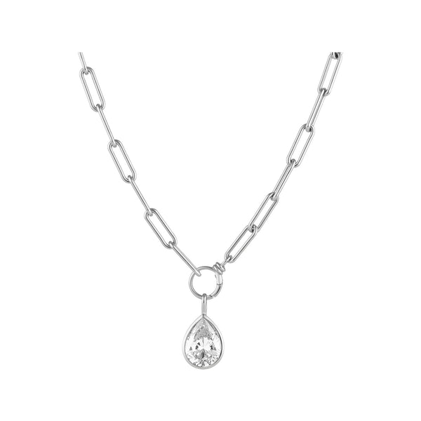 The plain chain & drop pendant in silver and clear colors from the brand HEAVENLY LONDON