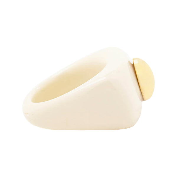 The Ivory Poacher ring in gold and ivory colours from the brand LA MANSO